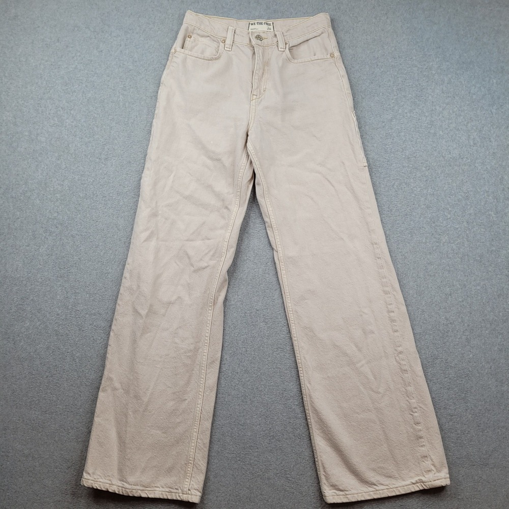 We The Free Tinsley Baggy Jeans Women 26x30 Beige High Rise Straight Leg